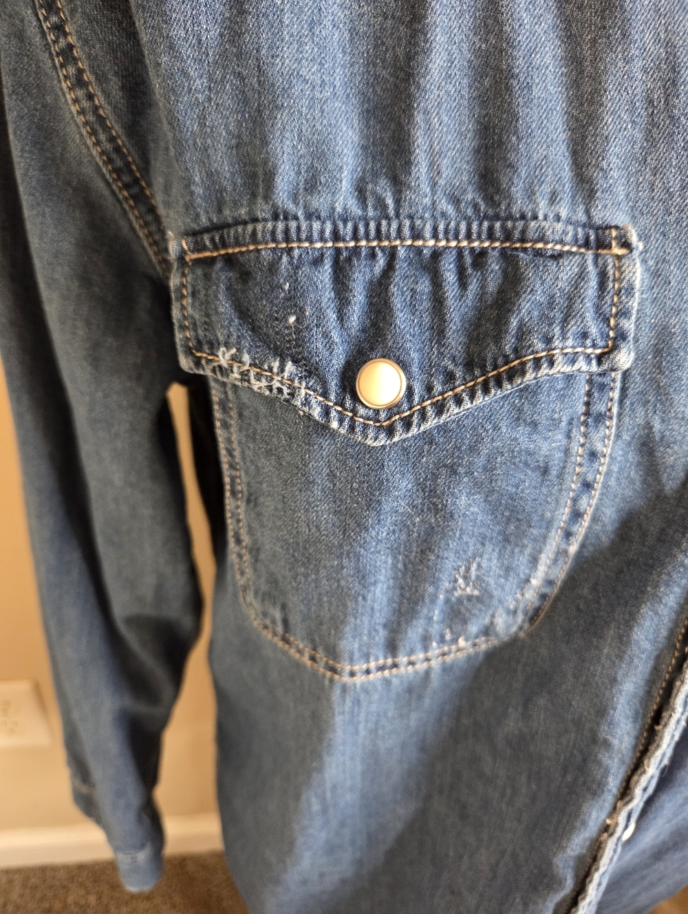 Zara Blue Denim Button-Down Shirt - Picture 9 of 15